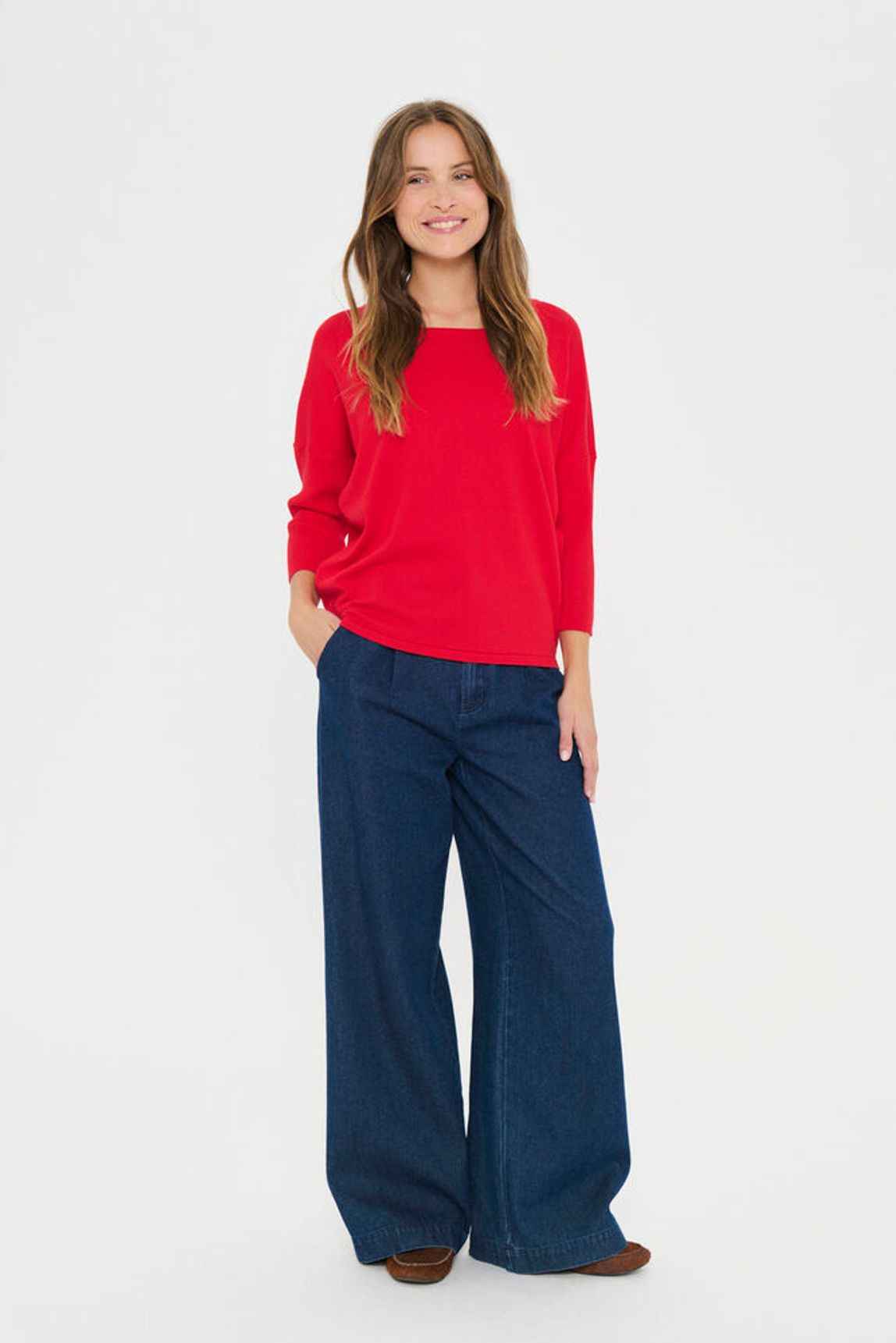 MilaSZ R-Neck Pullover - Chinese Red Saint Tropez
