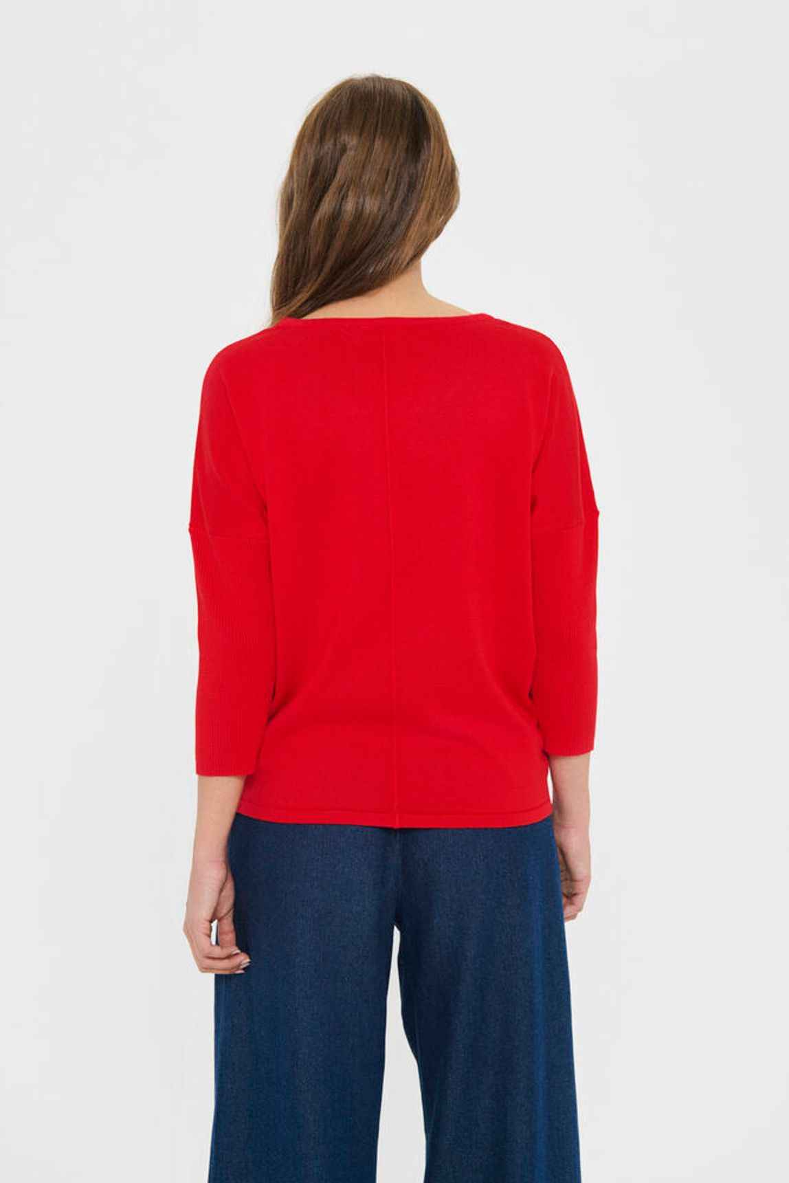 MilaSZ R-Neck Pullover - Chinese Red Saint Tropez