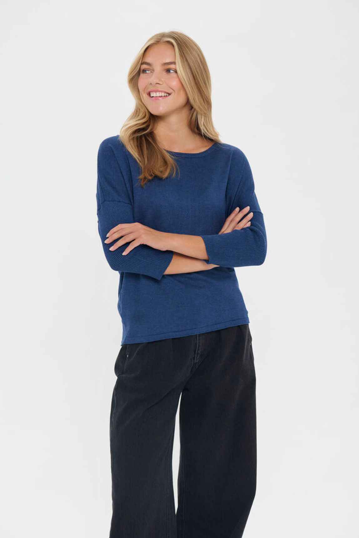 MilaSZ R-Neck Pullover - Pageant Blue Melange Saint Tropez