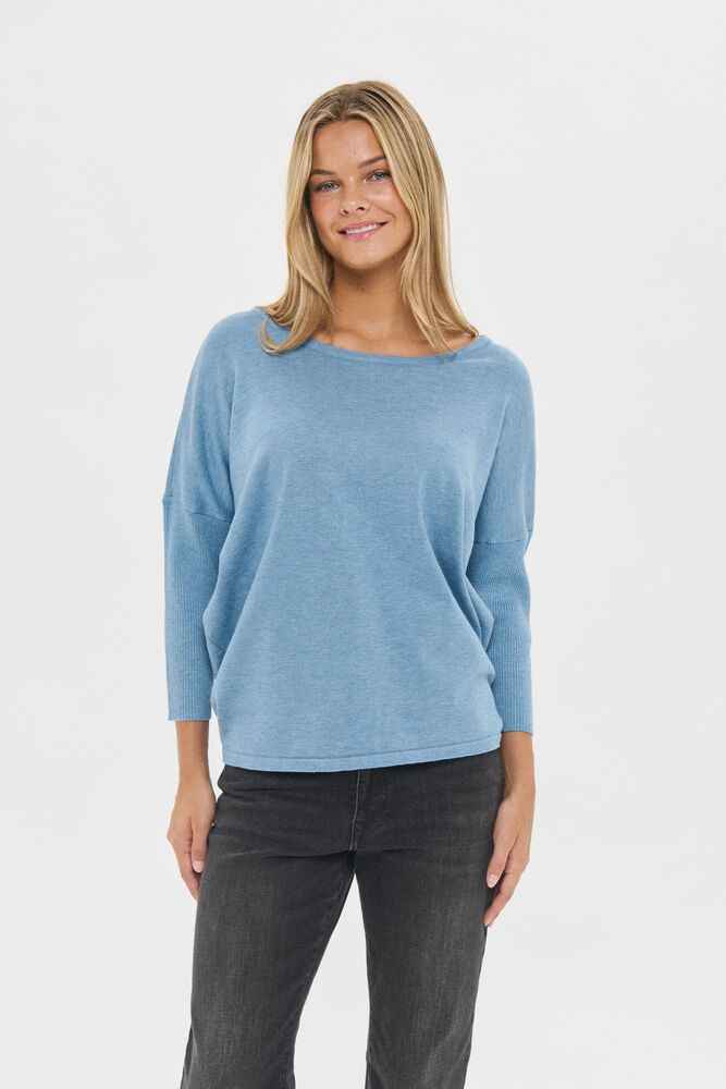 MilaSZ R-Neck Pullover - Blue Shadow Melange Saint Tropez