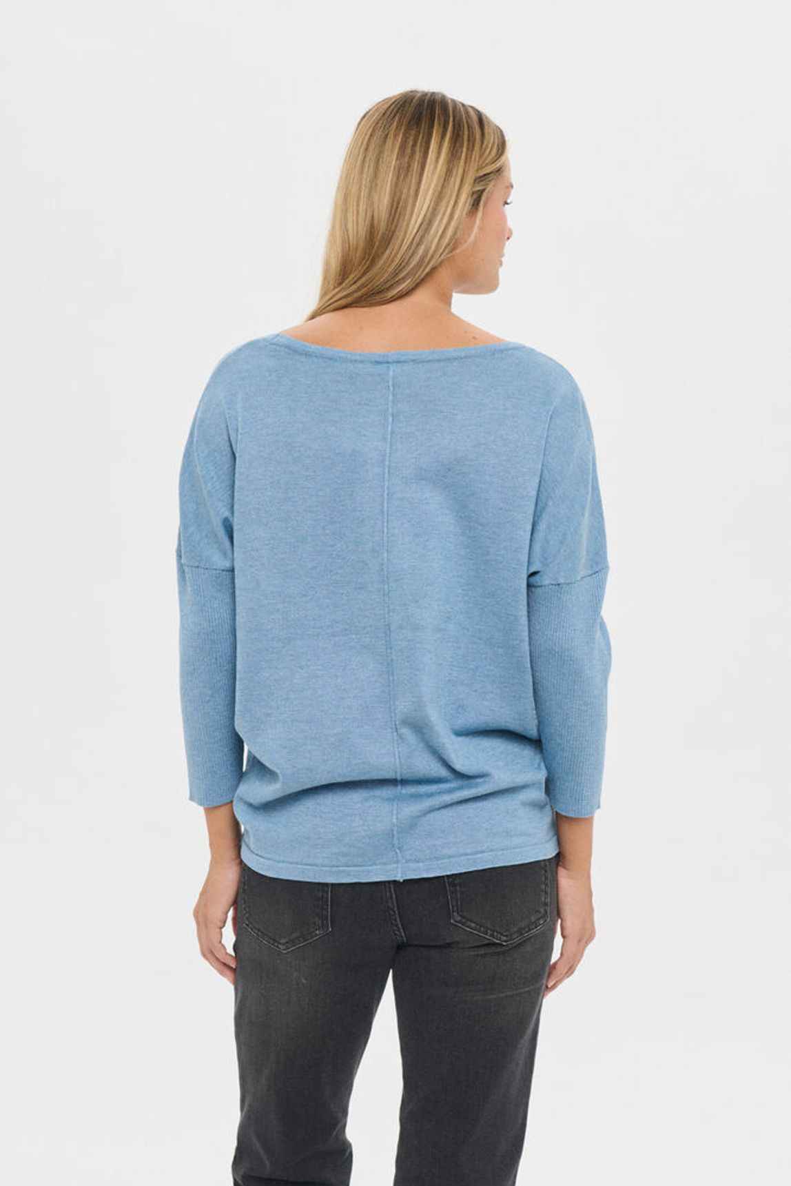 MilaSZ R-Neck Pullover - Blue Shadow Melange Saint Tropez