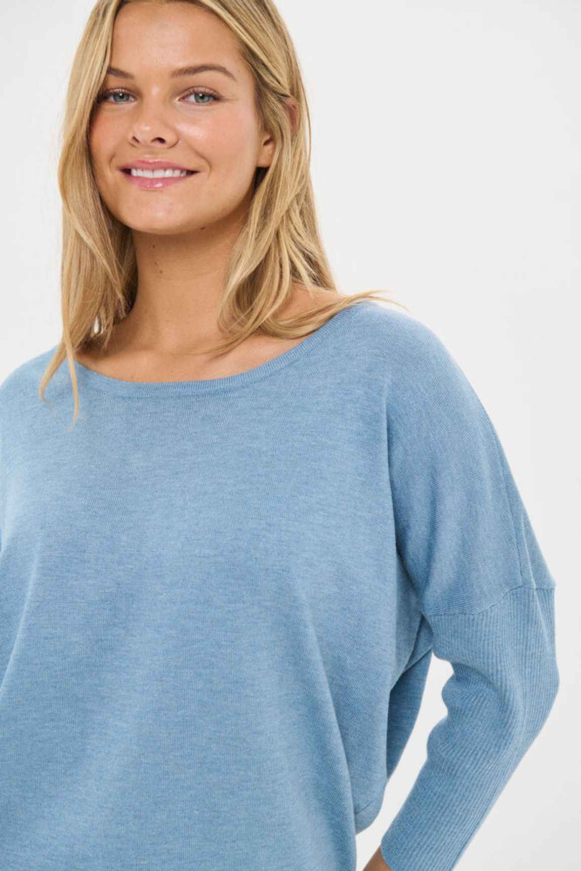 MilaSZ R-Neck Pullover - Blue Shadow Melange Saint Tropez