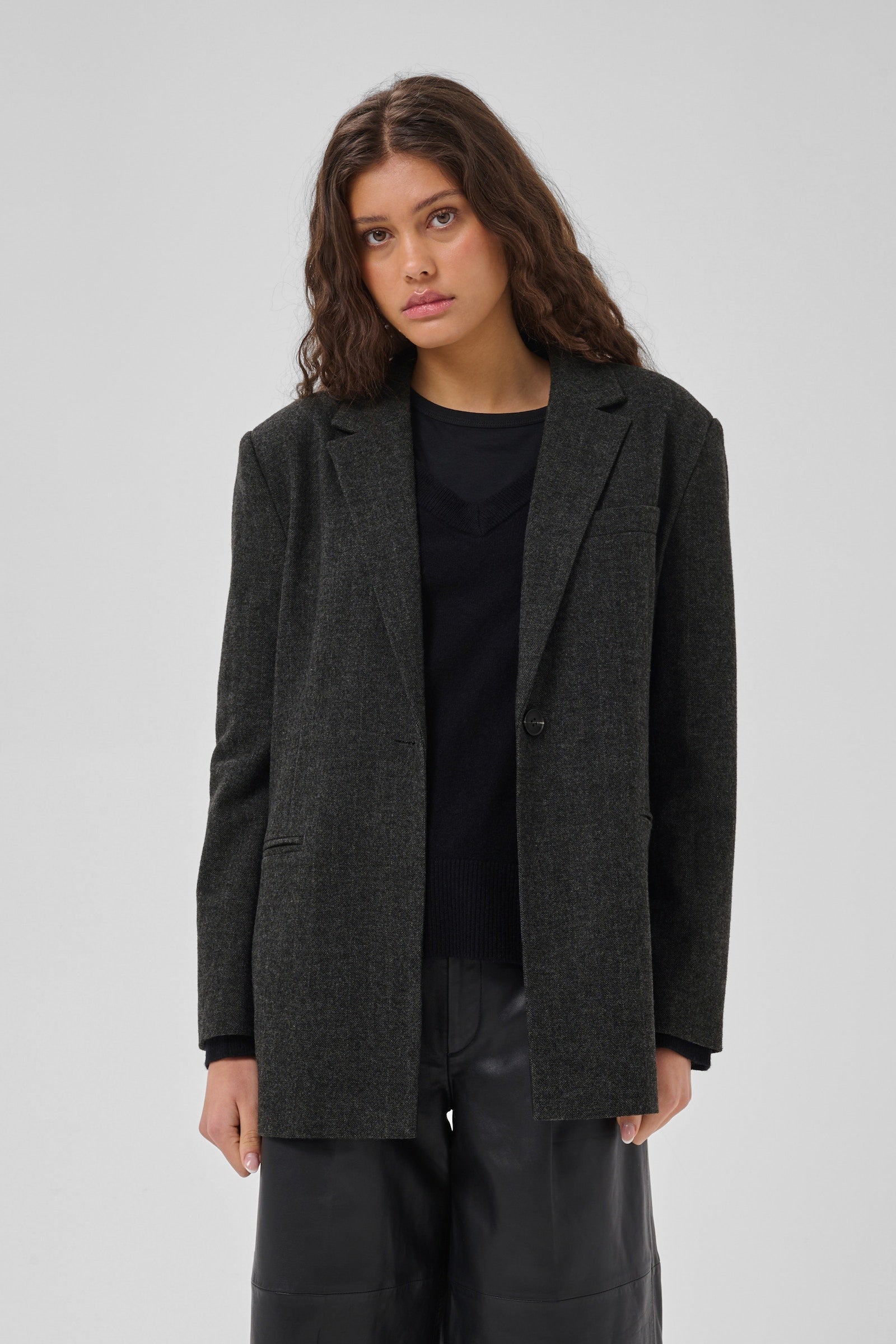 MWLayla Blazer - Dark Grey Melange