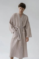 Powder Linen & Cotton Honeycomb Waffle Bathrobe Linen Tales