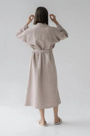 Powder Linen & Cotton Honeycomb Waffle Bathrobe Linen Tales