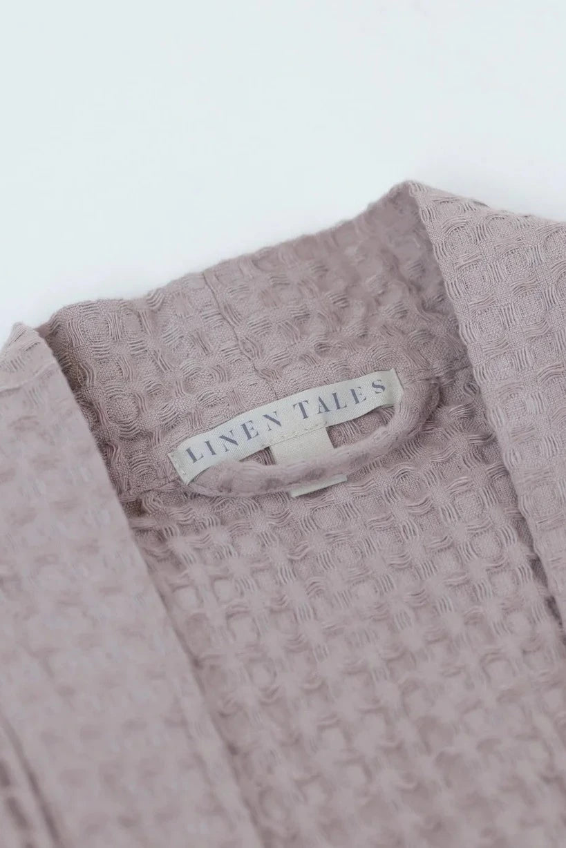 Powder Linen & Cotton Honeycomb Waffle Bathrobe Linen Tales