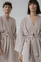 Powder Linen & Cotton Honeycomb Waffle Bathrobe Linen Tales
