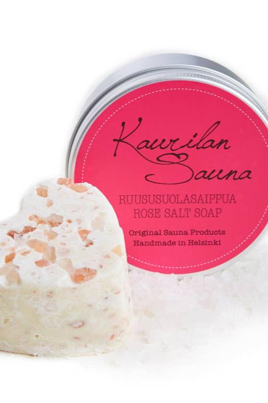 Rose Salt Soap: Metal Box 120 g Kaurilan Sauna