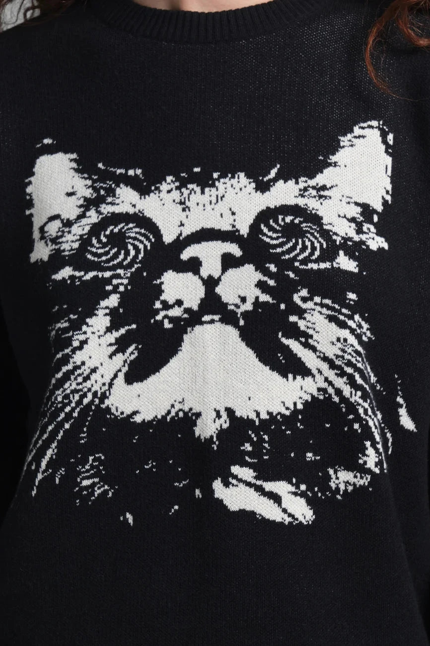 Sweater Arendal Psychedelic Cat Black Dedicated