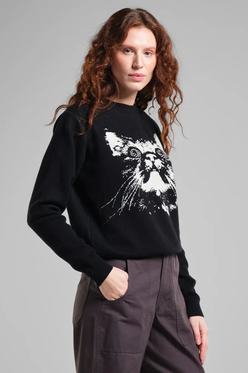 Sweater Arendal Psychedelic Cat Black Dedicated