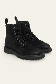 Tatum Suede Lace-Up Boot Black