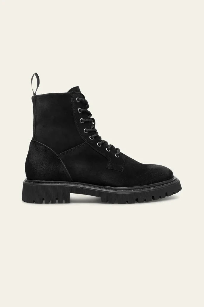 Tatum Suede Lace-Up Boot Black