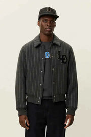 Varsity Pinstripe Wool Jacket Les Deux