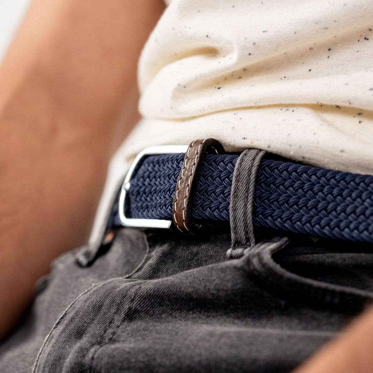 Slate Blue Elastic Braided Belt BILLYBELT