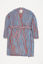 Knitted Bathrobe | Sky & Brick | Stripe towel.studio