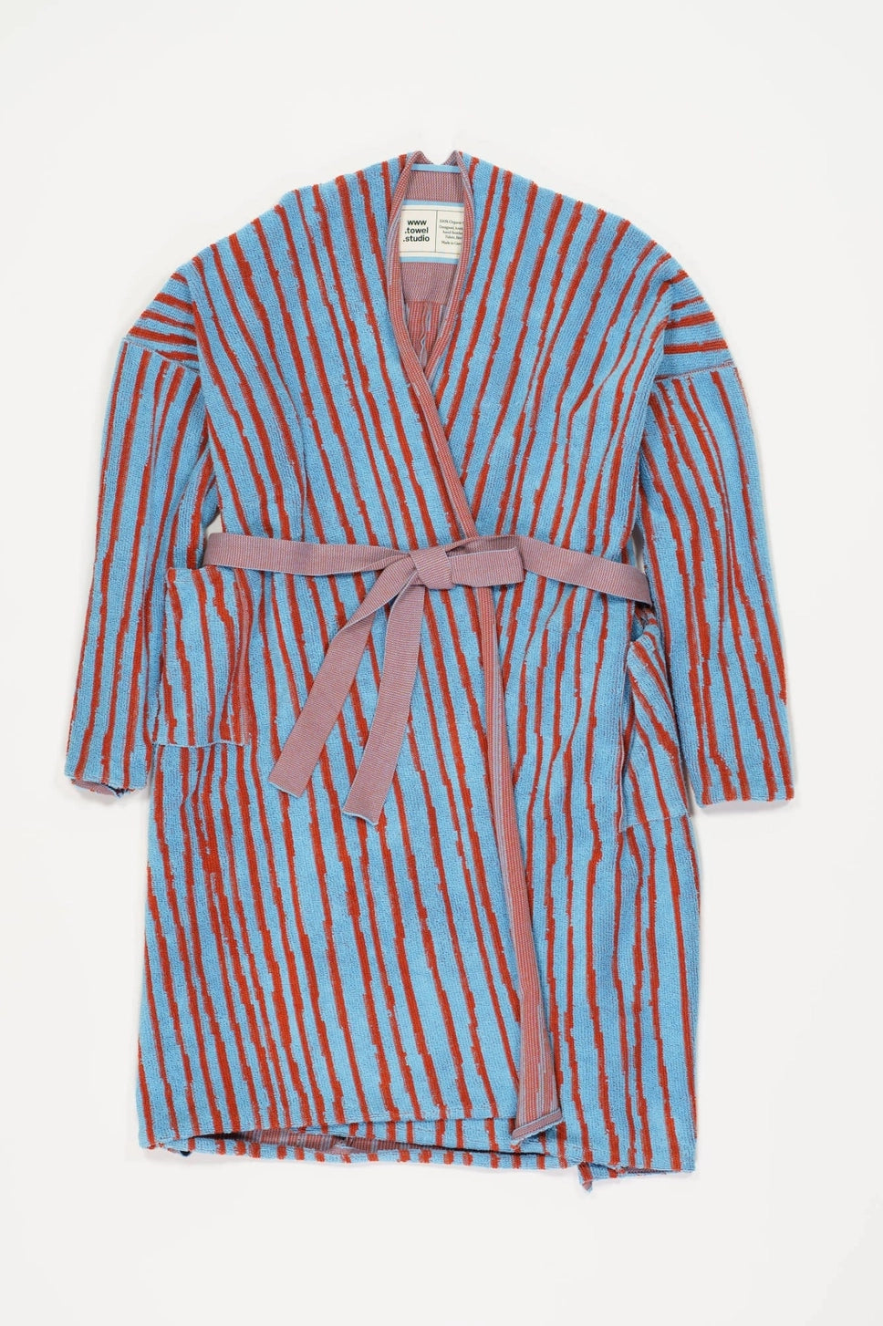Knitted Bathrobe | Sky & Brick | Stripe towel.studio
