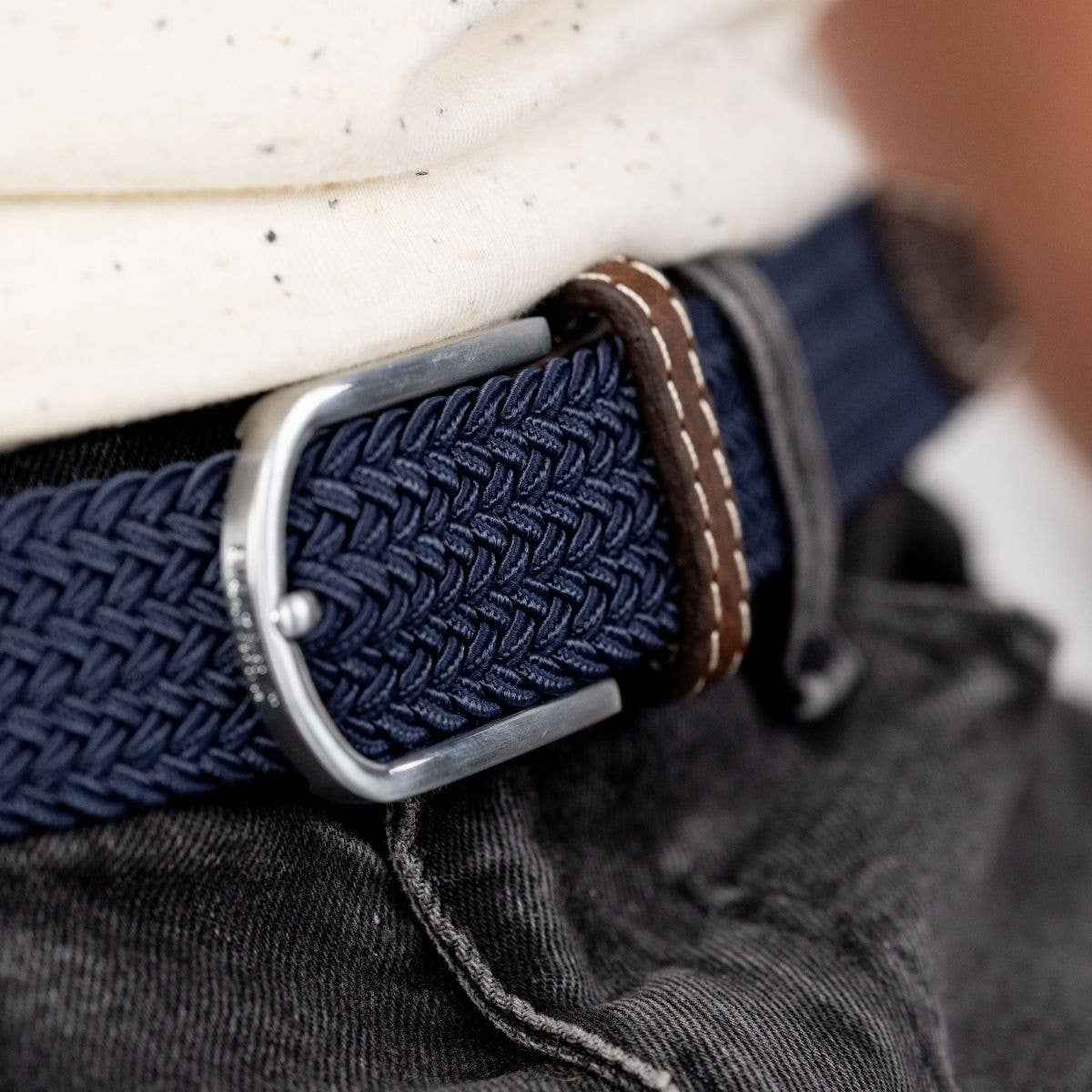 Slate Blue Elastic Braided Belt BILLYBELT