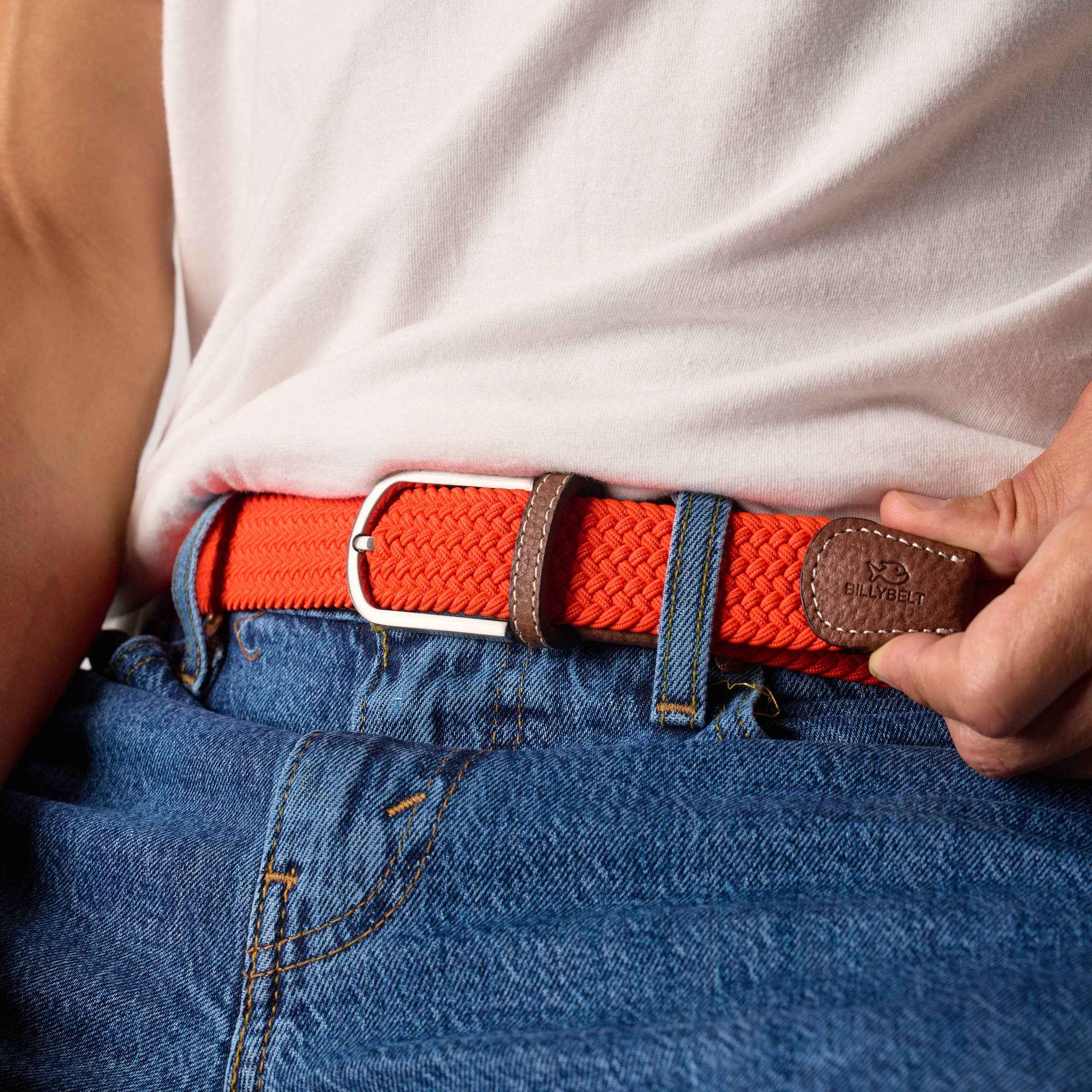 Solid elastic braided belt - Cherry tomato BILLYBELT
