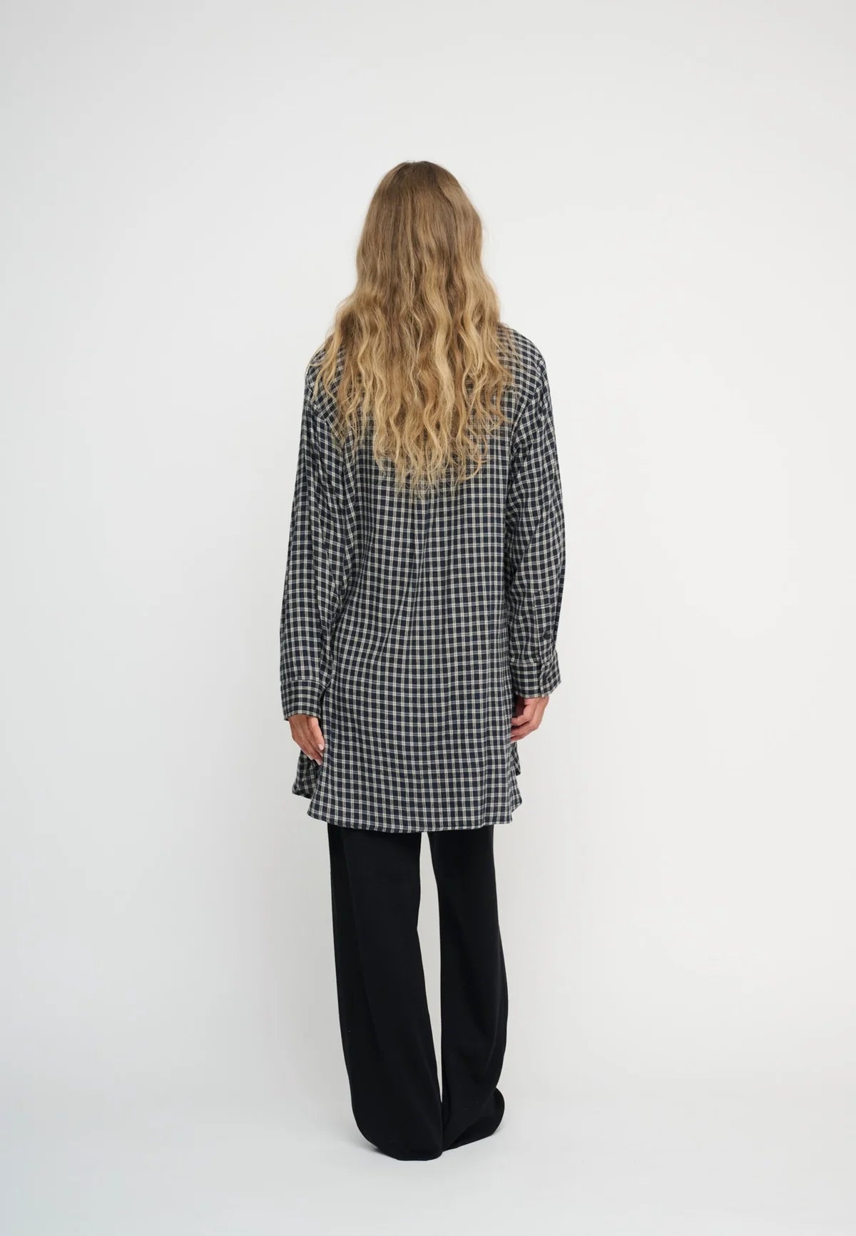 Kaia Shirt Check - Sand / Dark Navy moshi moshi mind