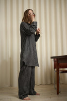 Moon Pants Check - Sand / Dark Navy moshi moshi mind