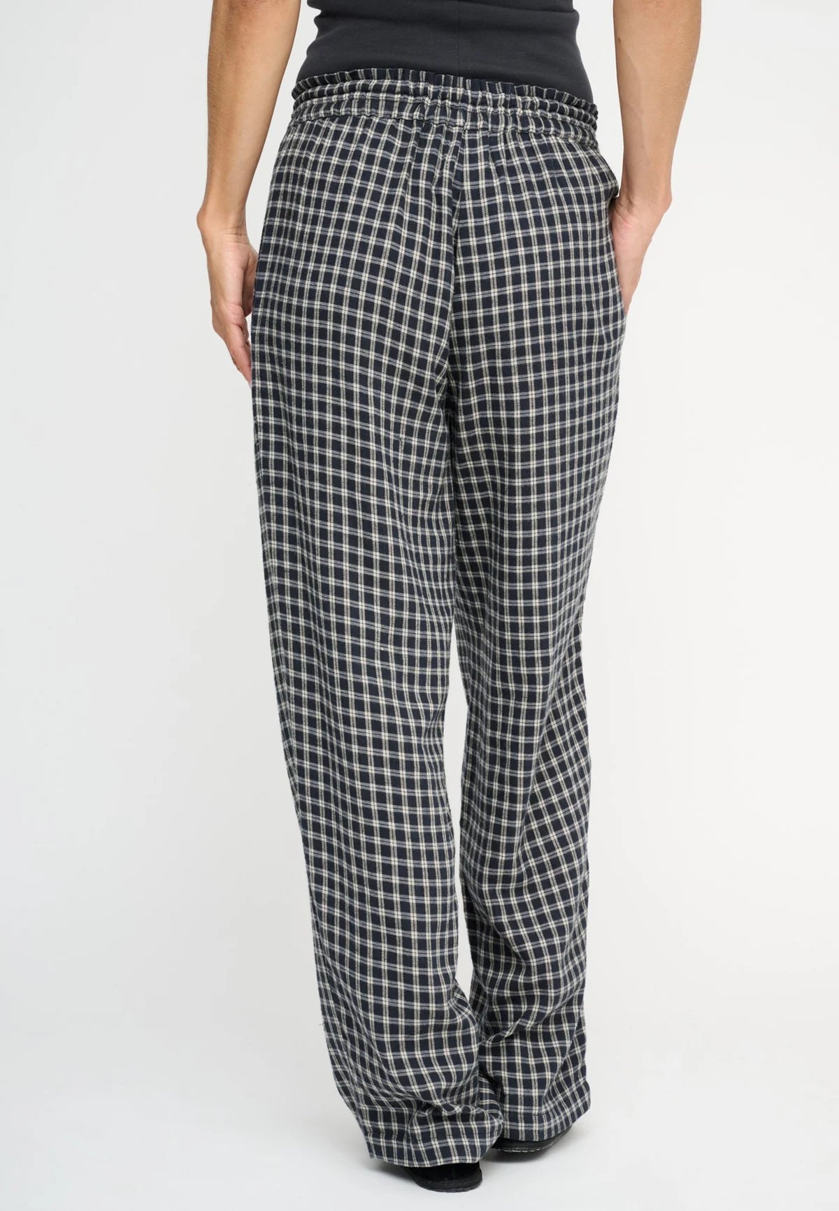 Moon Pants Check - Sand / Dark Navy moshi moshi mind