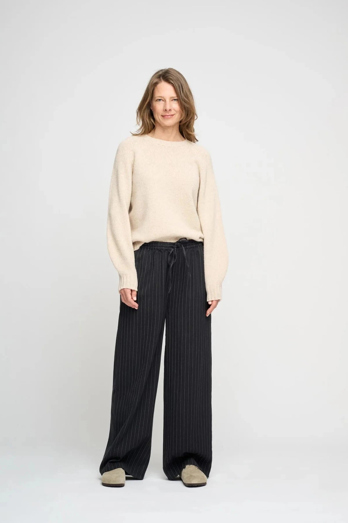 Slow Pants Stripe - Moonless / Taupe