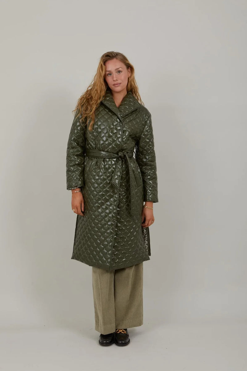 Quilted Coat Fall Leaves