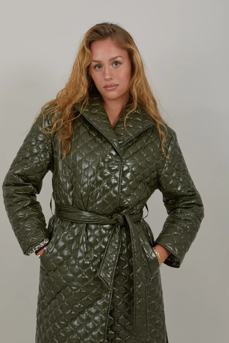 Quilted Coat Fall Leaves