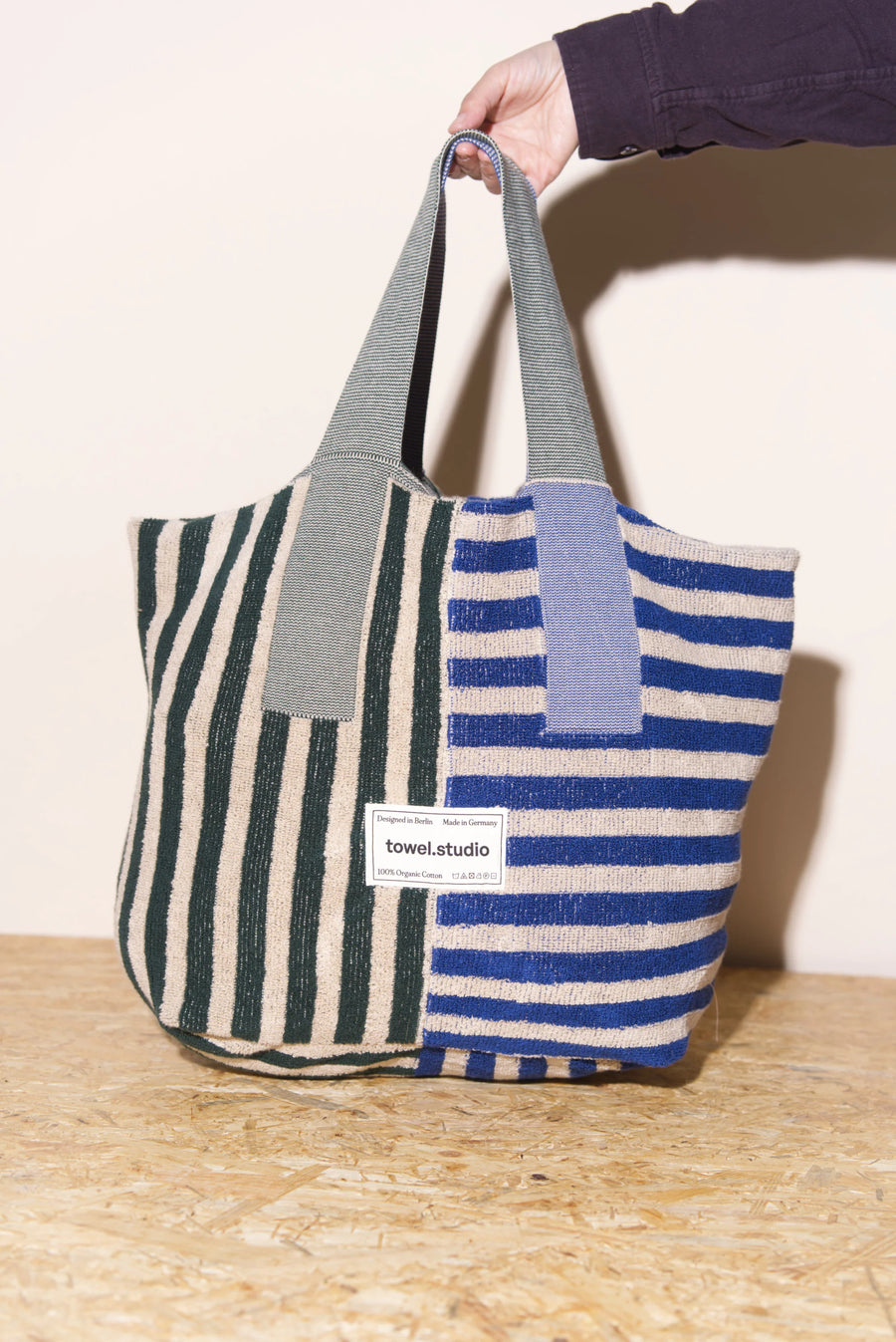 Crosswalk Beach Bag | Forest Blue towel.studio