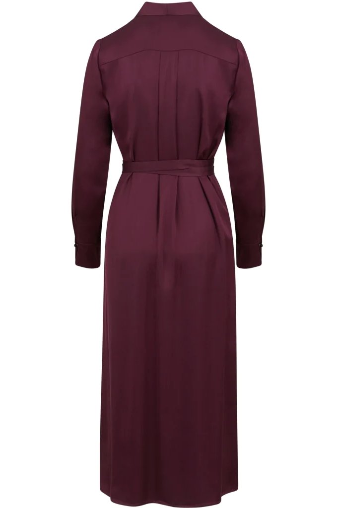 Dress With V-Neck And Gatherings Bordeaux