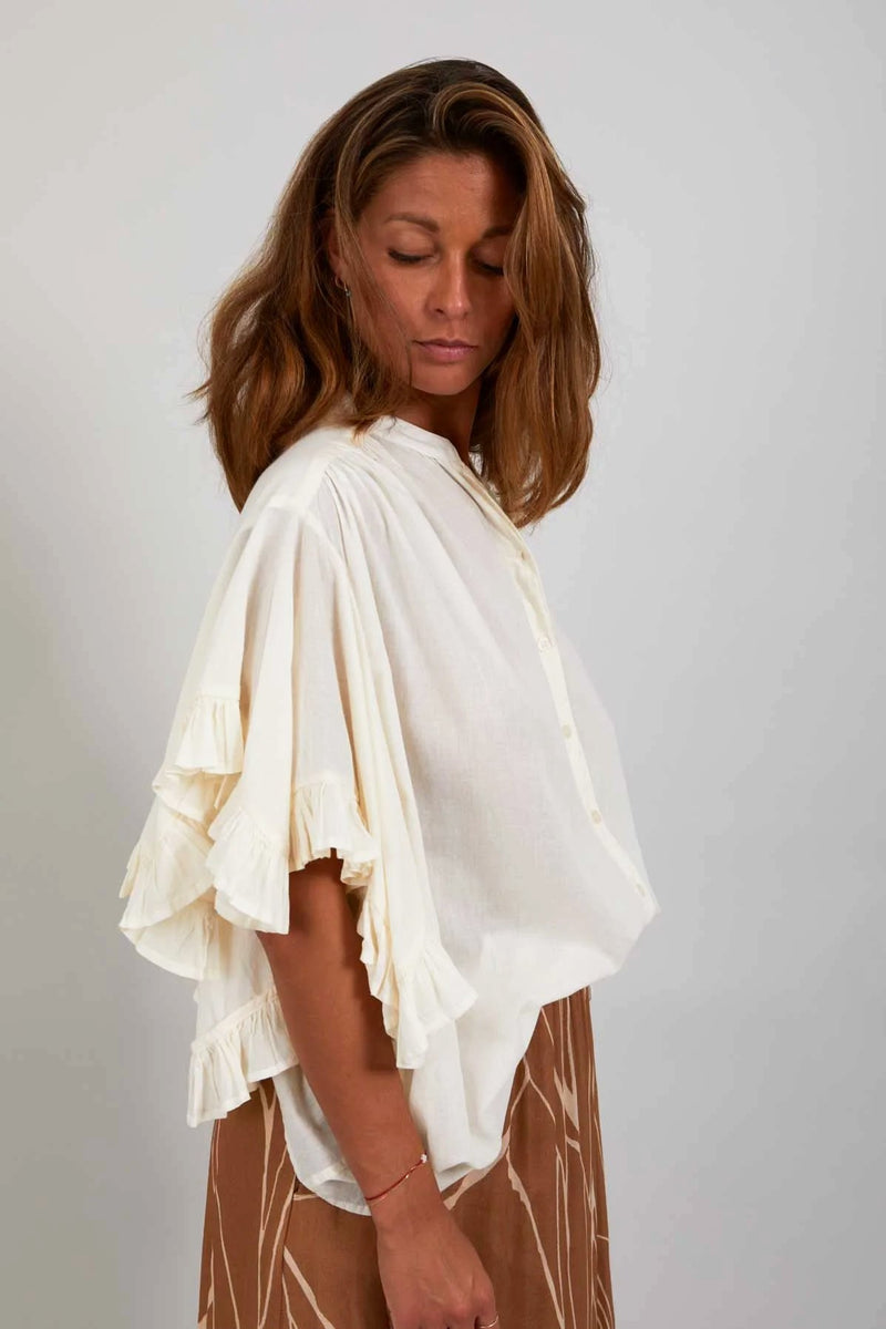 Shirt With Wide Sleeves Cream
