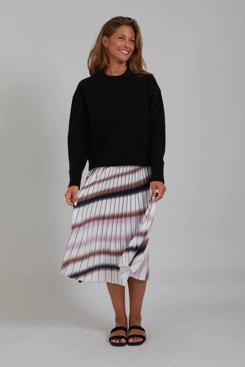 Cc Plisse Skirt With Print Stripe