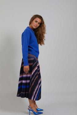 Cc Plisse Skirt With Print Stripe Print Blue