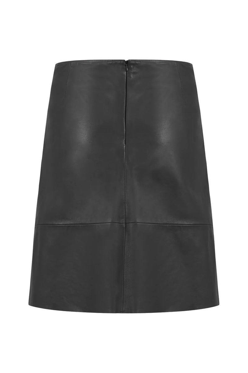 A-Line Leather Skirt Black