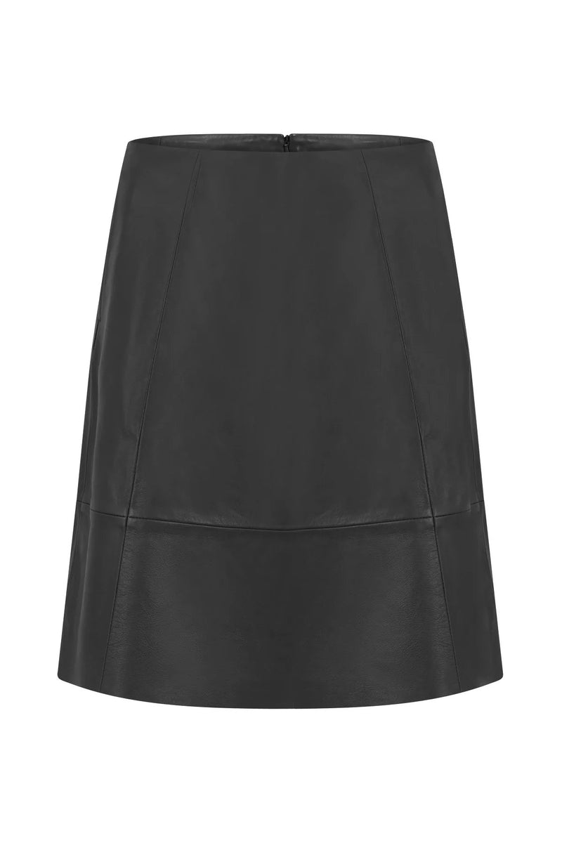 A-Line Leather Skirt Black