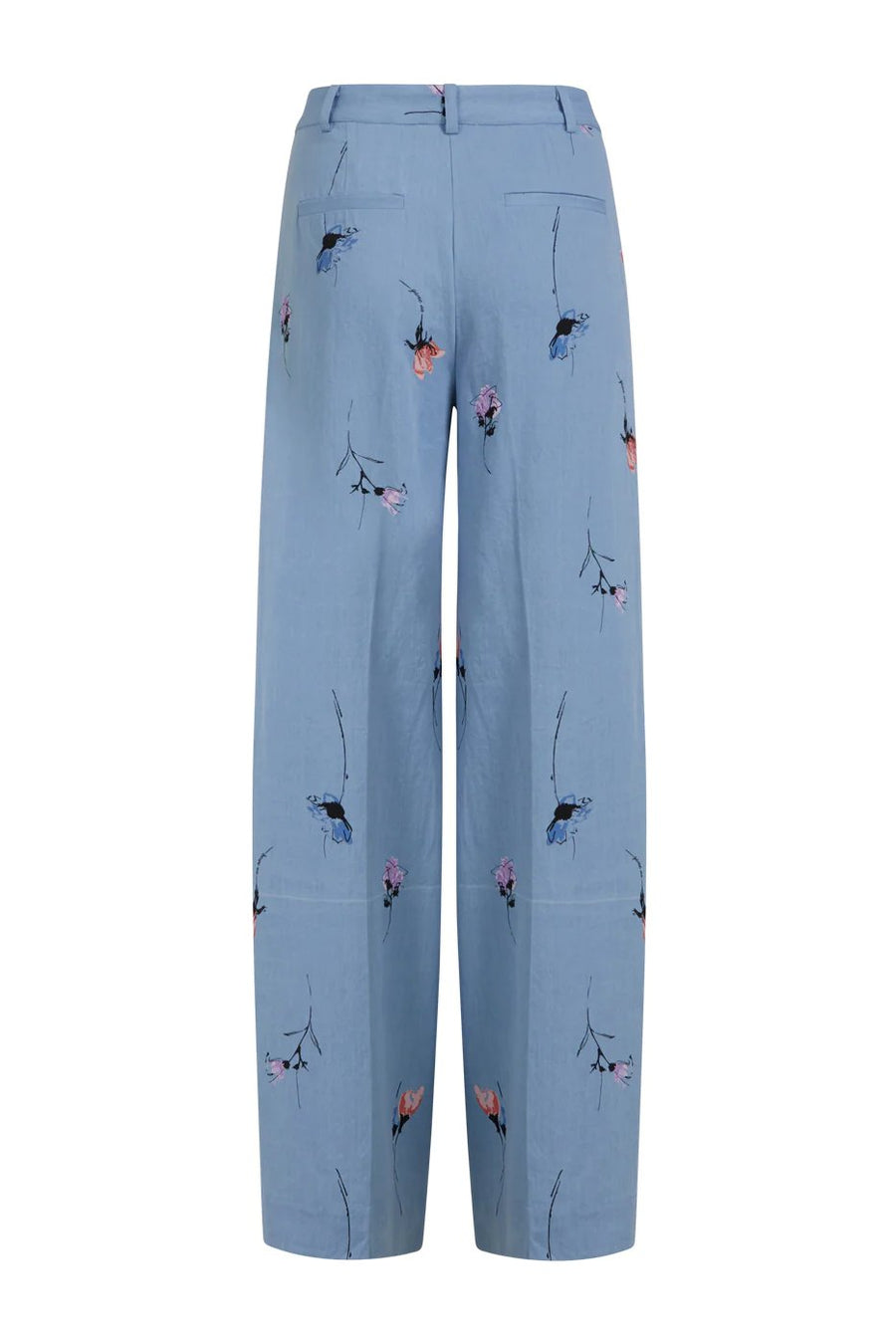 Wide Pants With Denim Flower Print