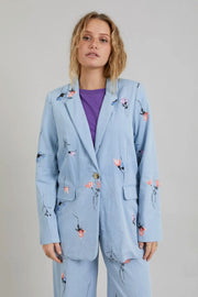 Blazer With Denim Flower Print - Zoe Fit