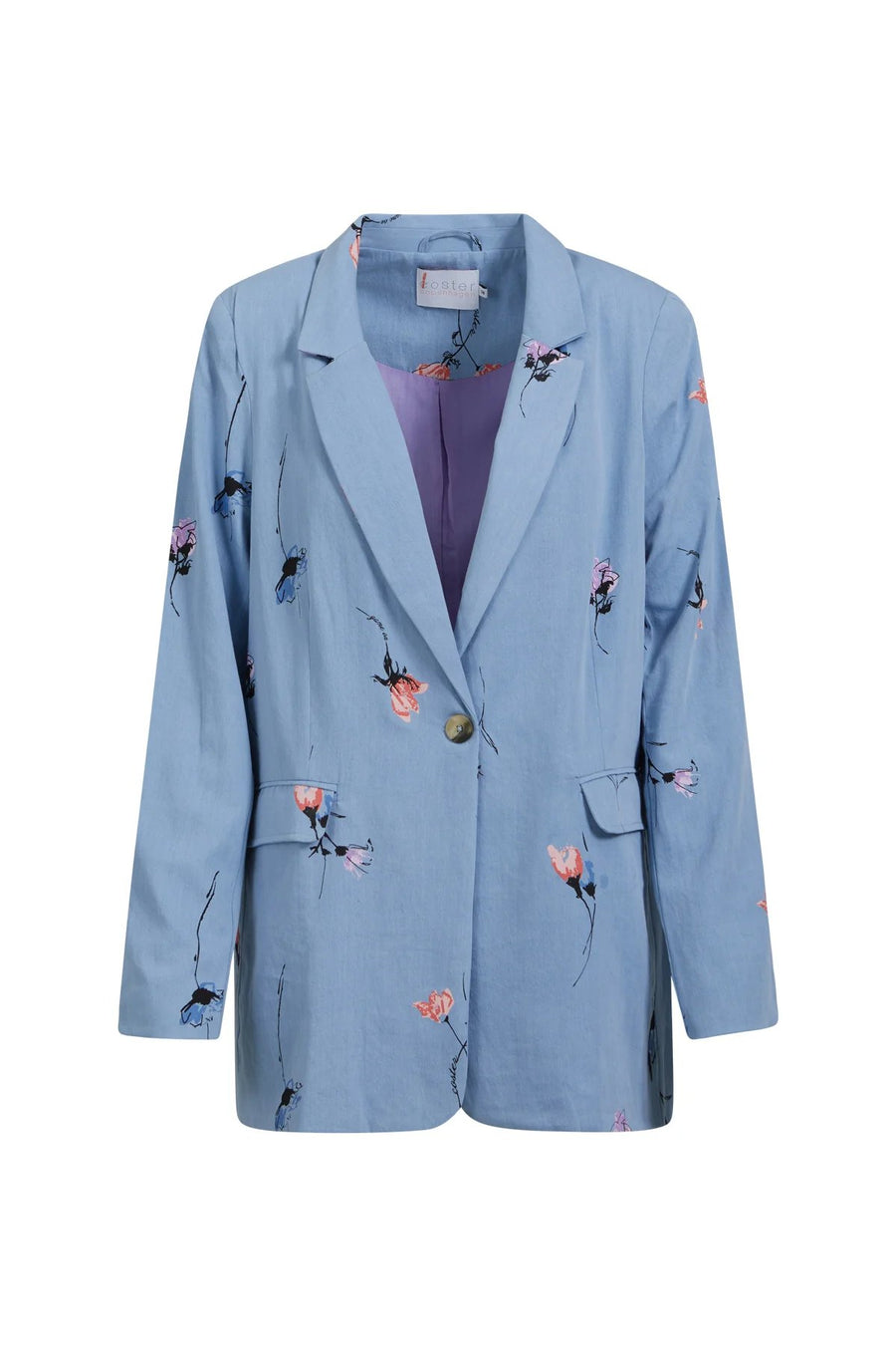 Blazer With Denim Flower Print - Zoe Fit