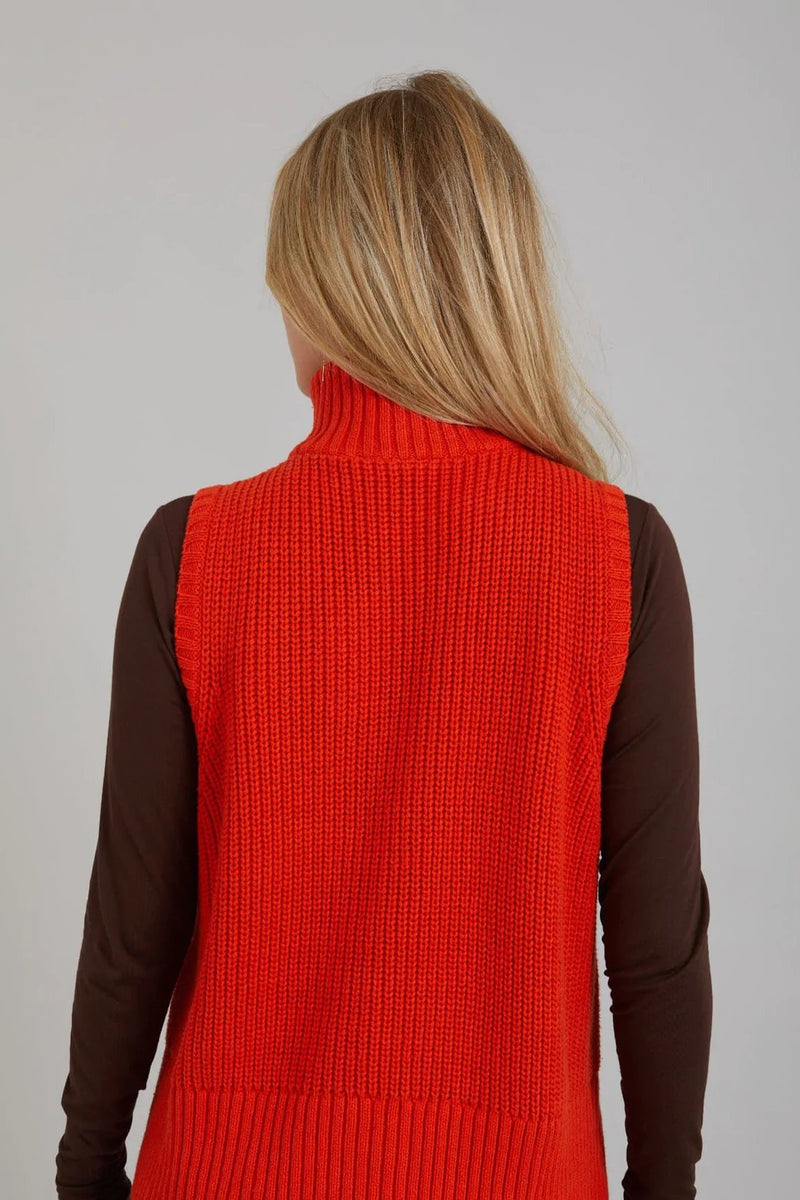 Cc Heart Emily Zip Knit Vest Red Orange